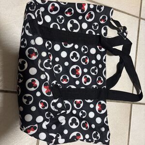 Disney Minnie Mouse Handbag Black Tote Bag Zippered Travel Mickey Mouse